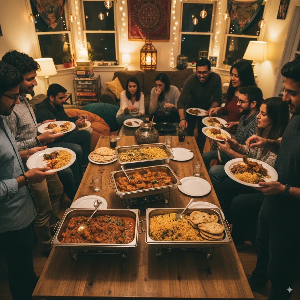 Guests enjoying an India Oven buffet together