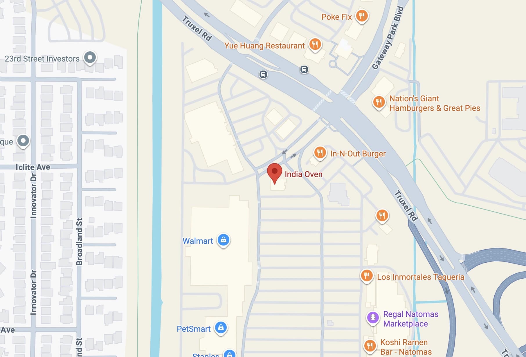 Map showing India Oven – Sacramento