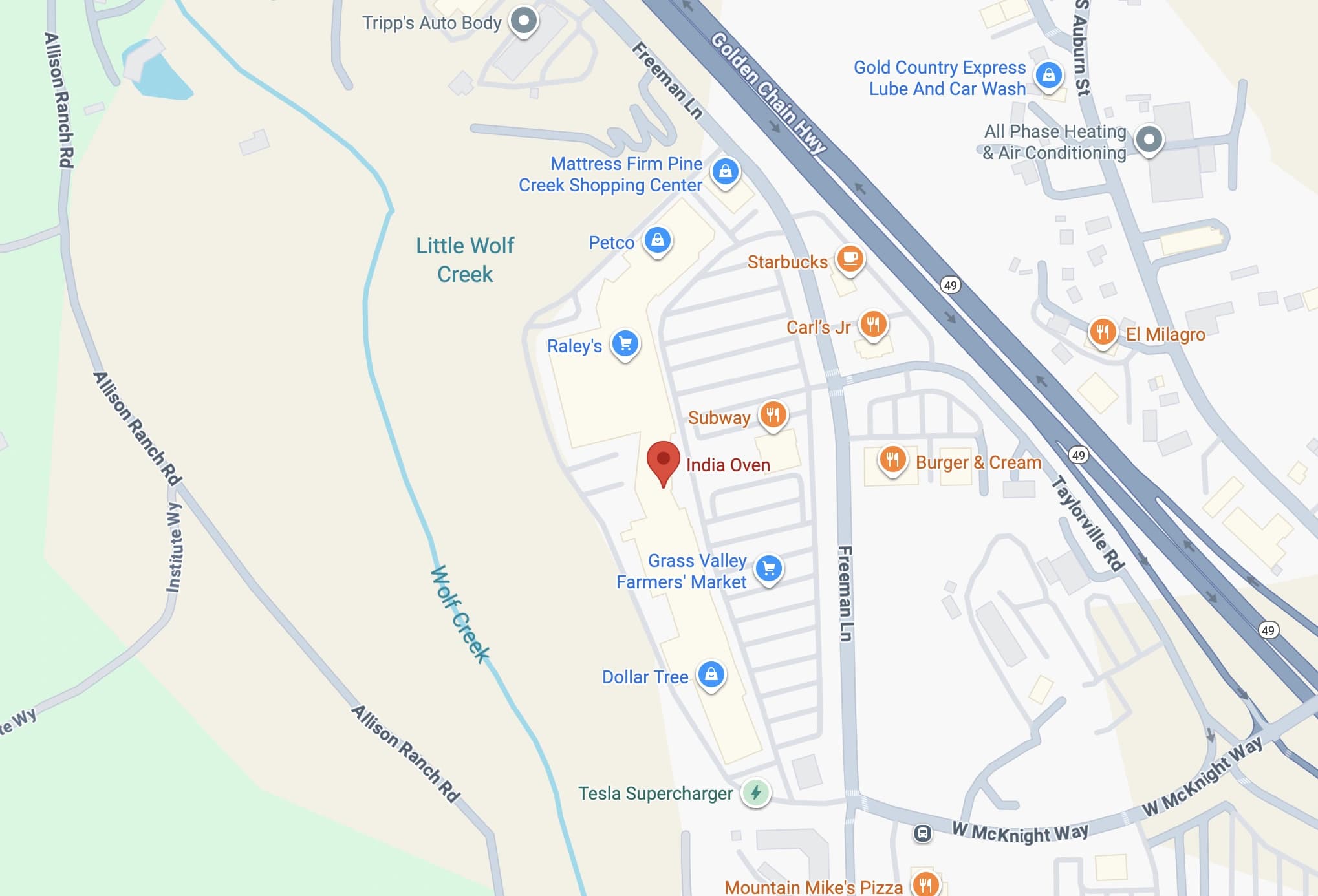 Map showing India Oven – Auburn