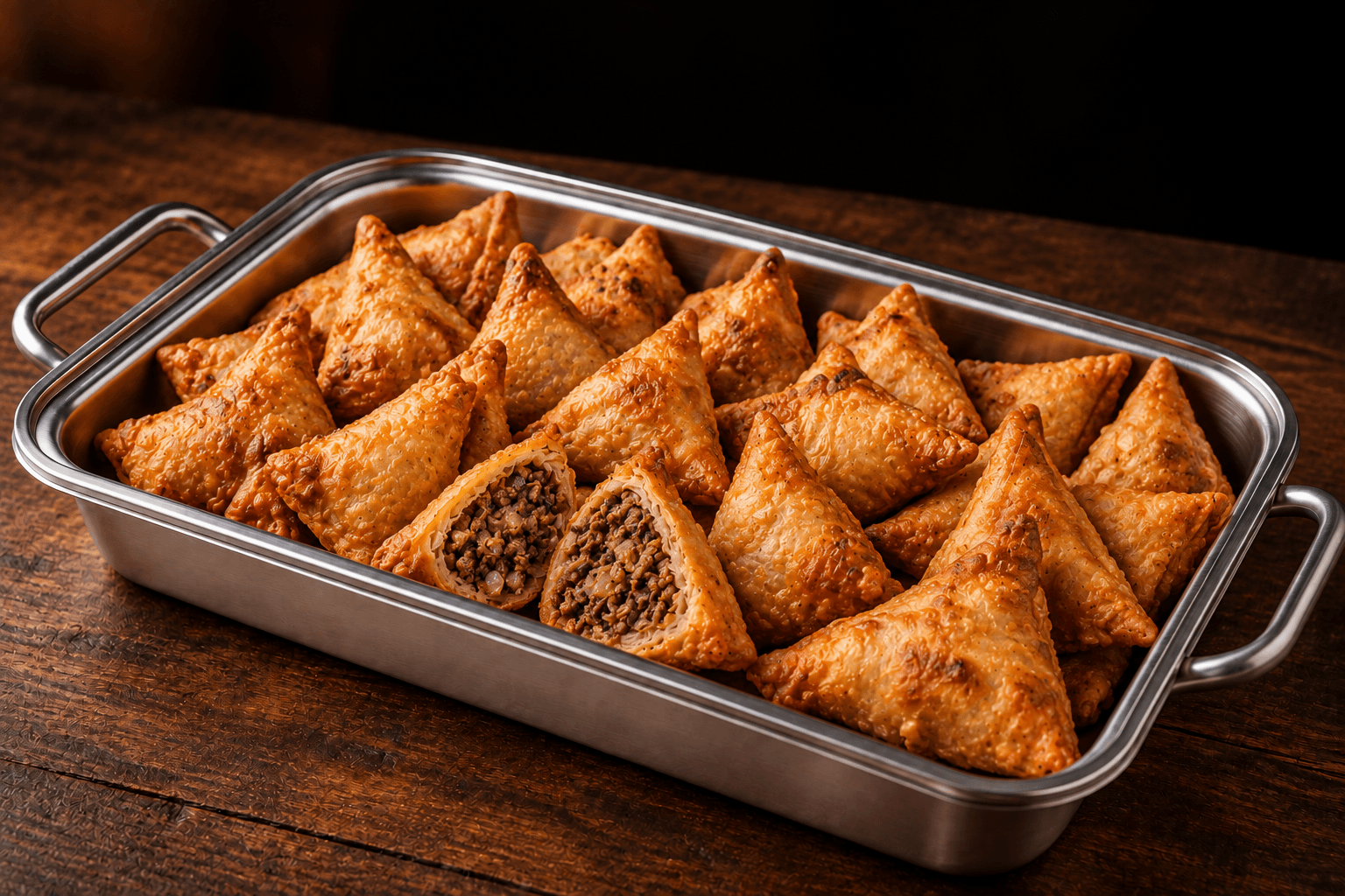 Lamb Samosas Tray, party tray catering selection at India Oven in Citrus Heights