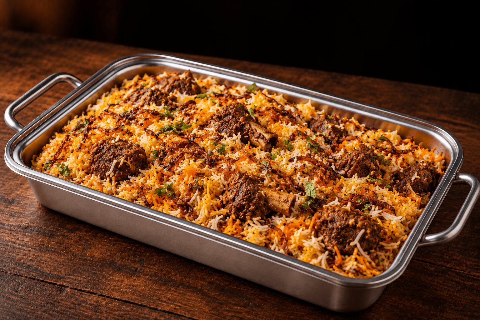 Goat Biryani Tray, party tray catering selection at India Oven in Citrus Heights