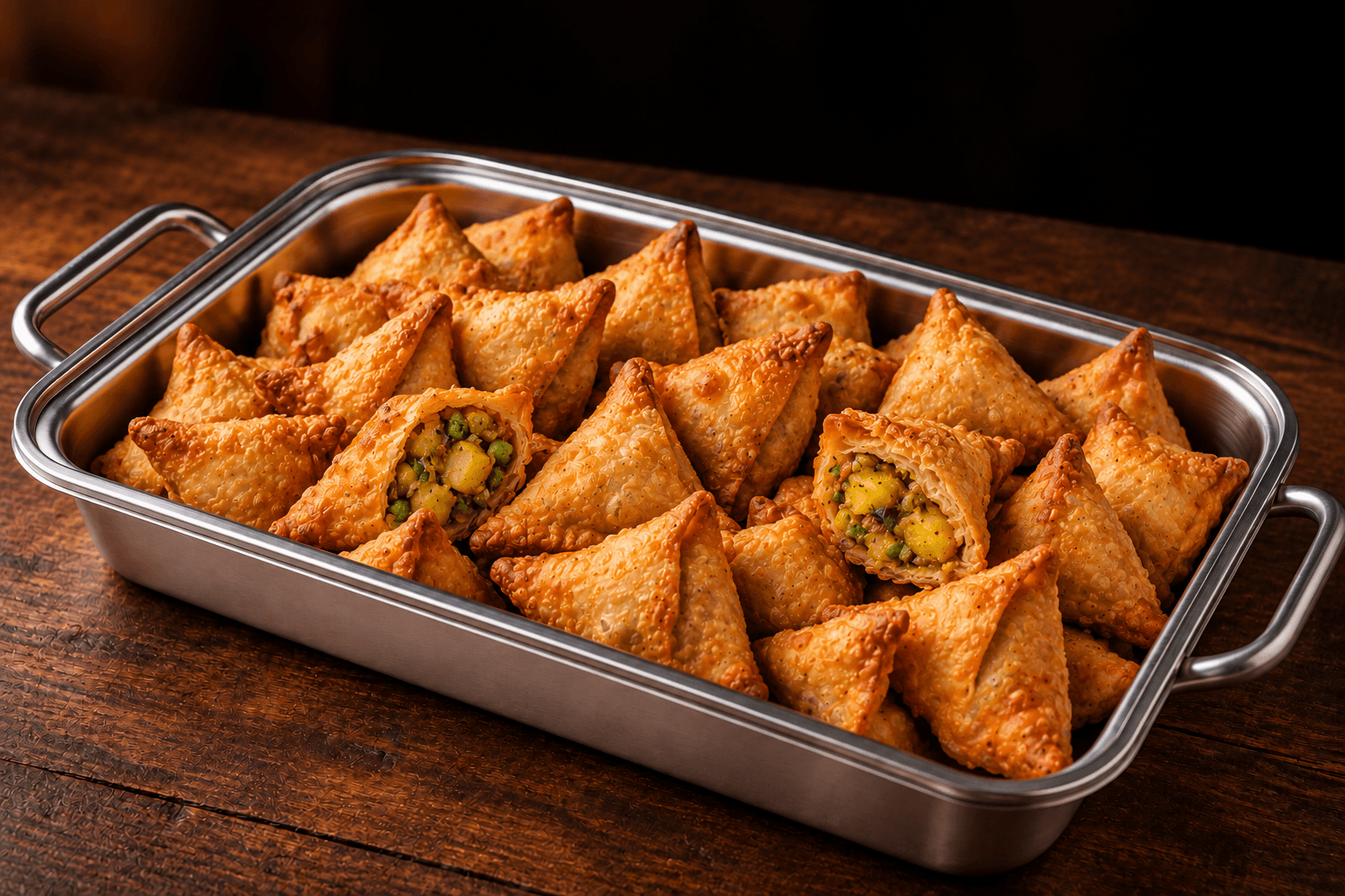 Veg Samosa Tray, party tray catering selection at India Oven in Citrus Heights