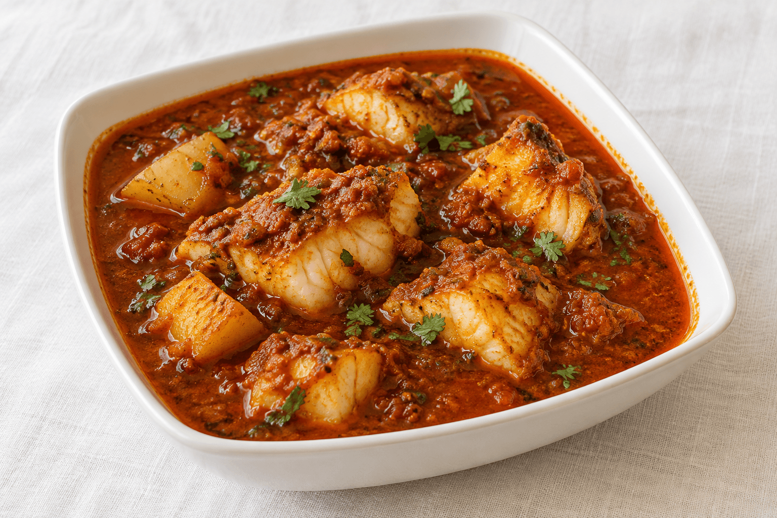 Fish Vindaloo, served at India Oven Sacramento