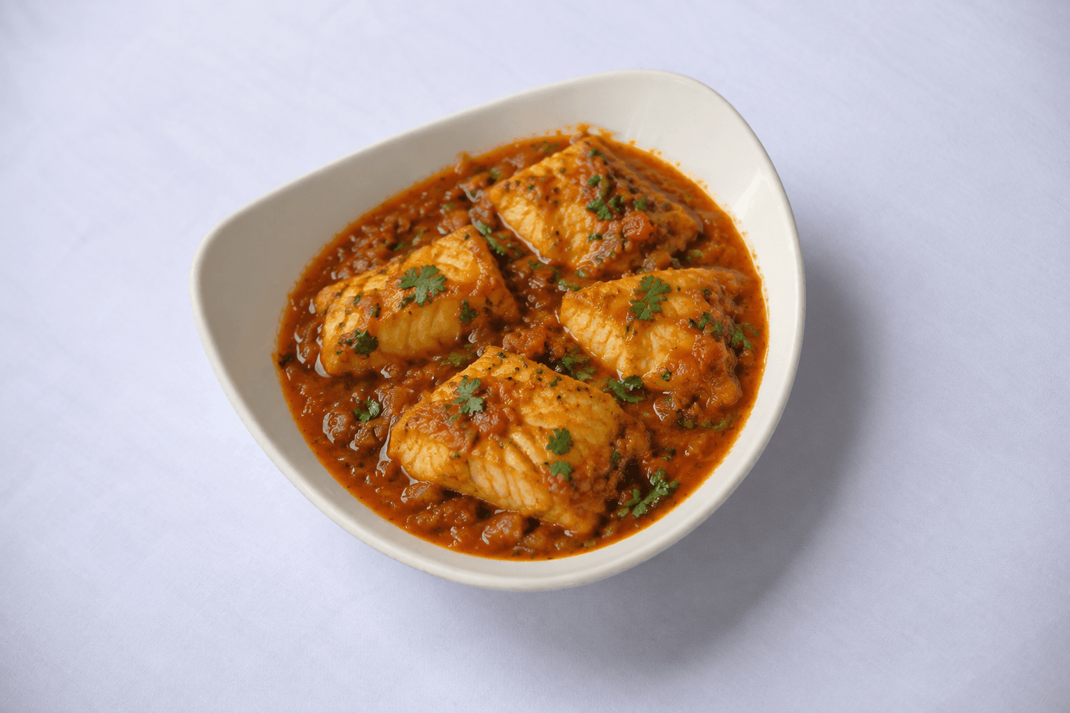 Fish Curry(no cream), served at India Oven Sacramento