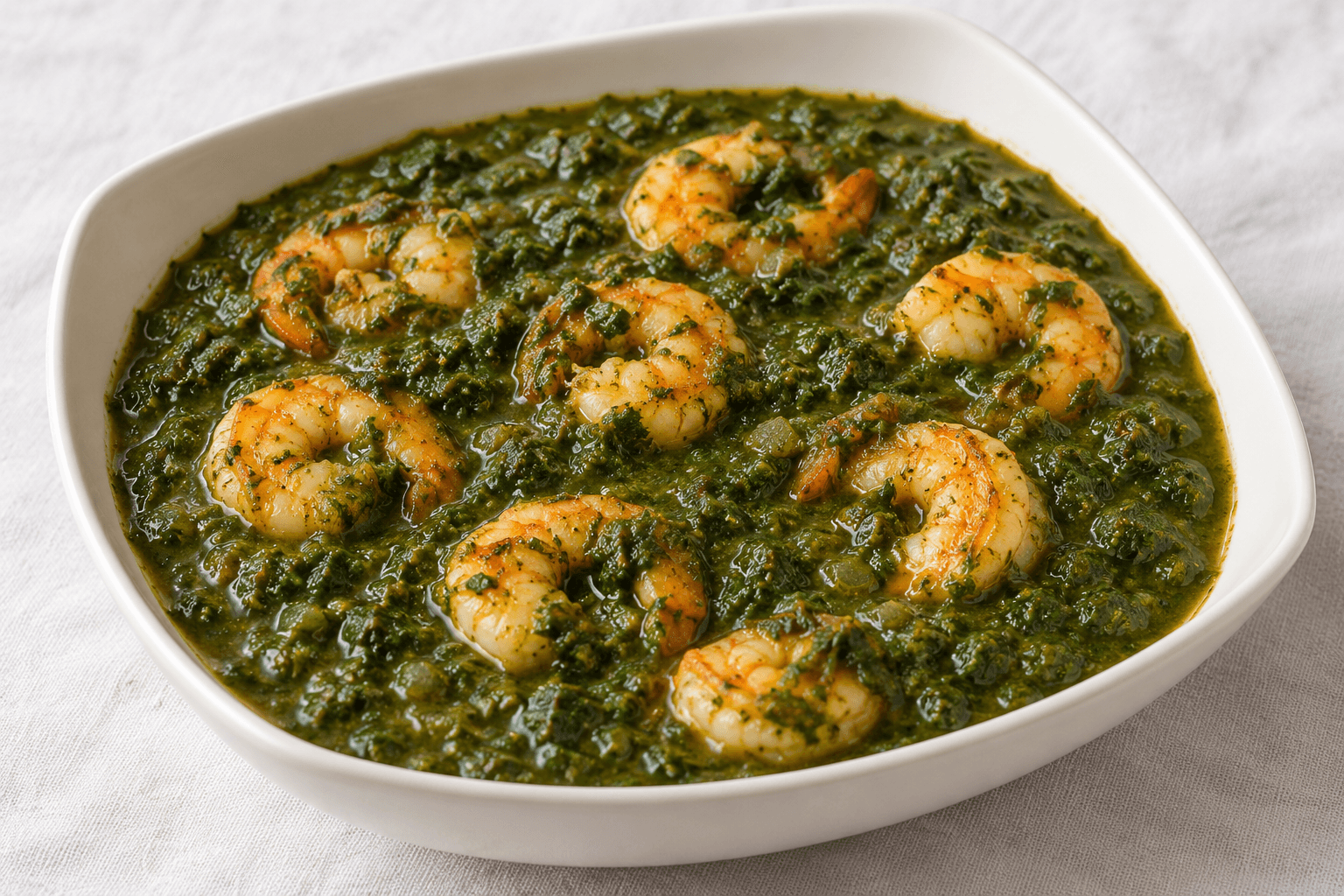 Shrimp saag, served at India Oven Sacramento