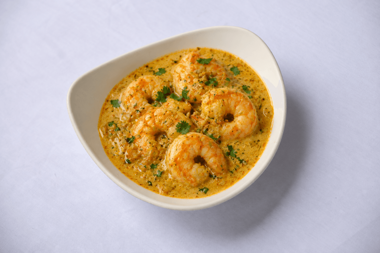 Jhinga Malai Curry, served at India Oven Sacramento