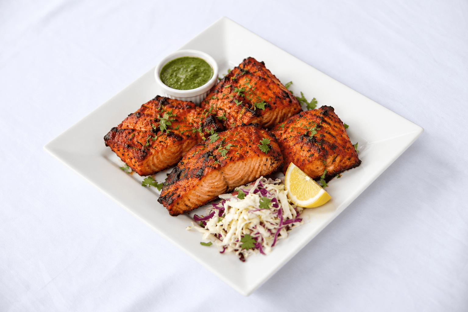 Tandoori Salmon, served at India Oven Sacramento