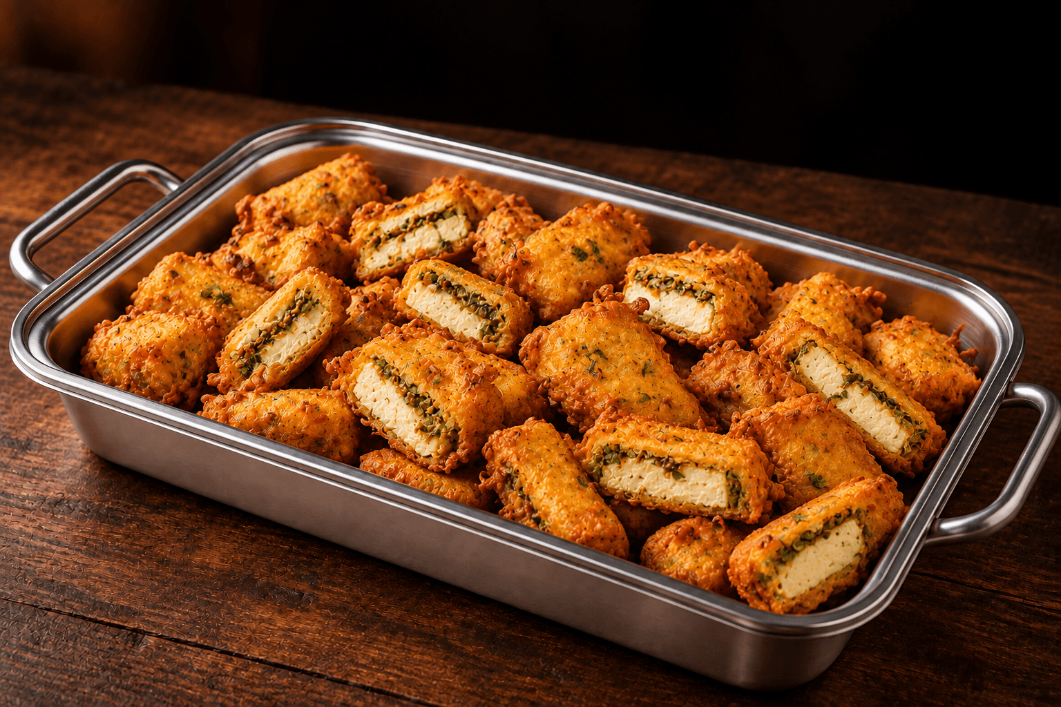 Stuffed Paneer Pakora Tray, party tray catering selection at India Oven in El Dorado Hills