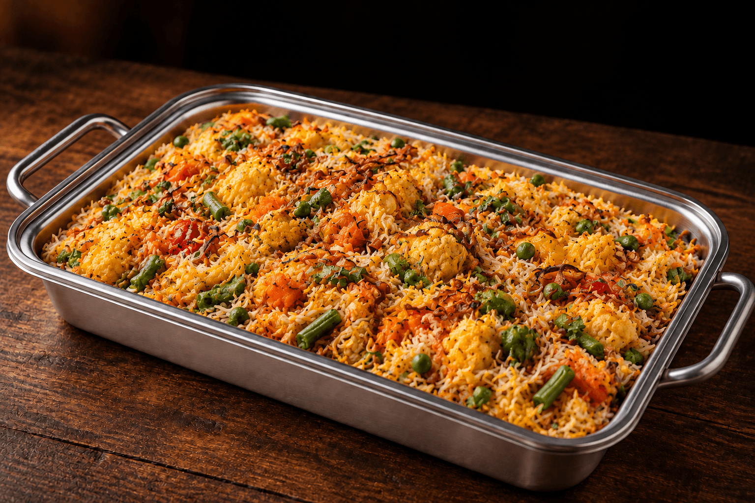 Veg Biyani Tray, party tray catering selection at India Oven in Roseville