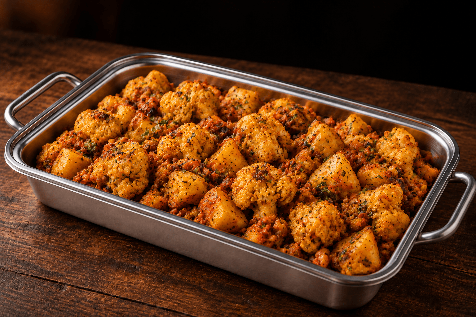 Aloo Gobi Tray, party tray catering selection at India Oven in Roseville