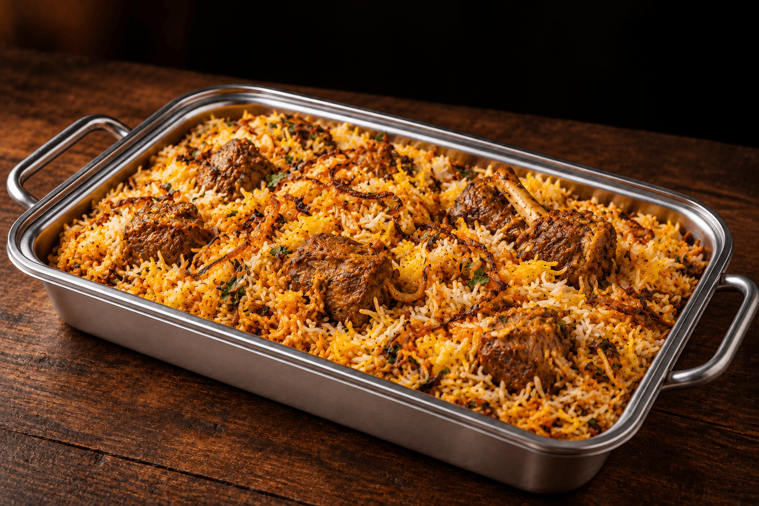 Lamb Biyani Tray, party tray catering selection at India Oven in Roseville