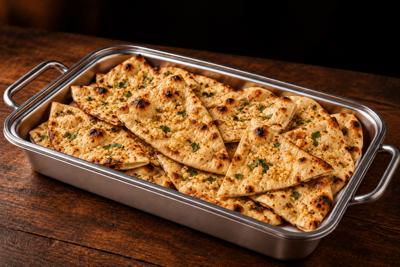Garlic Naan Tray, party tray catering selection at India Oven in Roseville