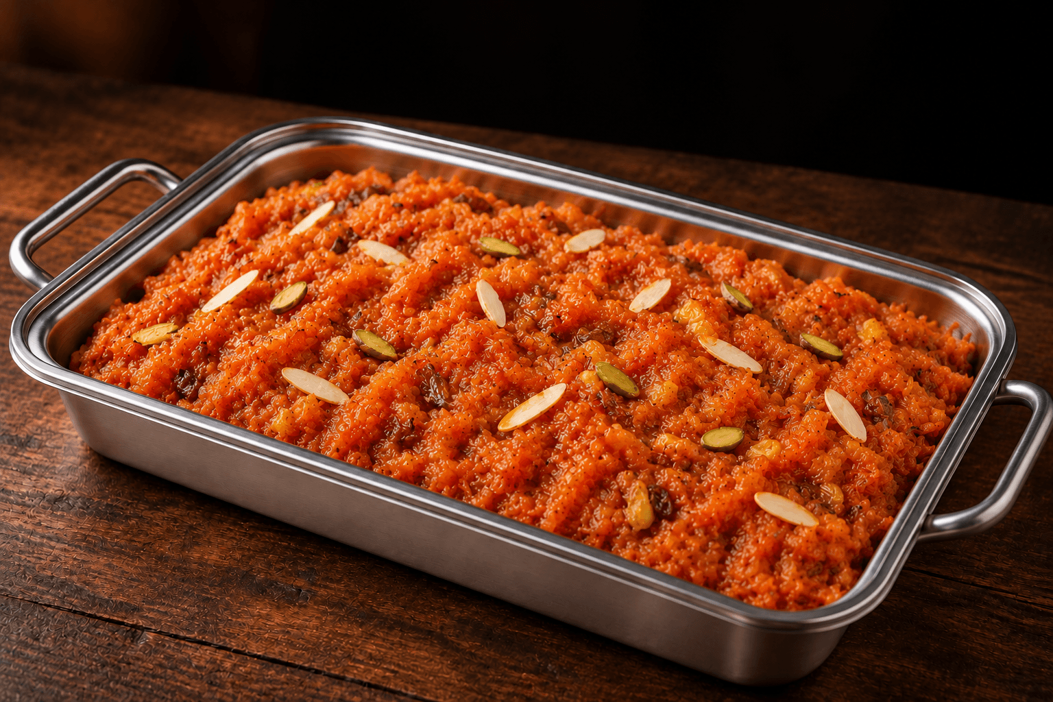 Carrot Halwa Tray, party tray catering selection at India Oven in Roseville