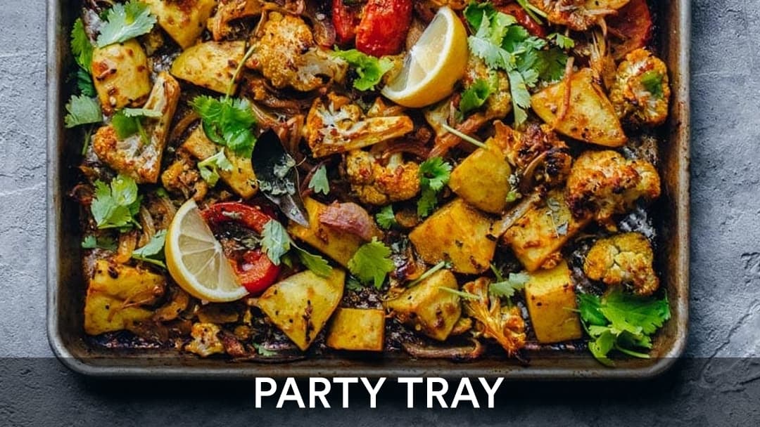Aloo Gobi Tray, party tray catering selection at India Oven in Sacramento